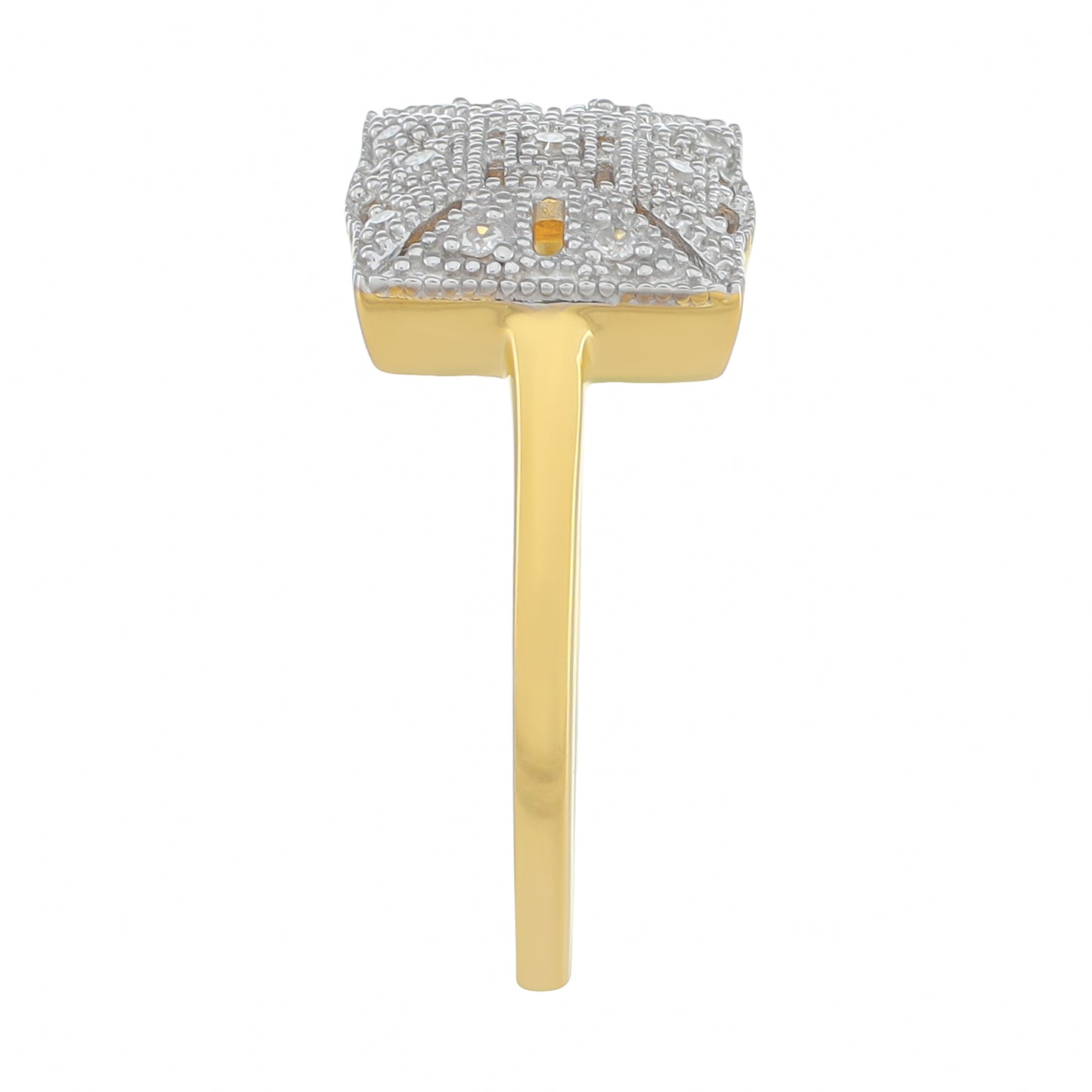 Anillo de Plata Bañada en Oro con Diamante blanco
