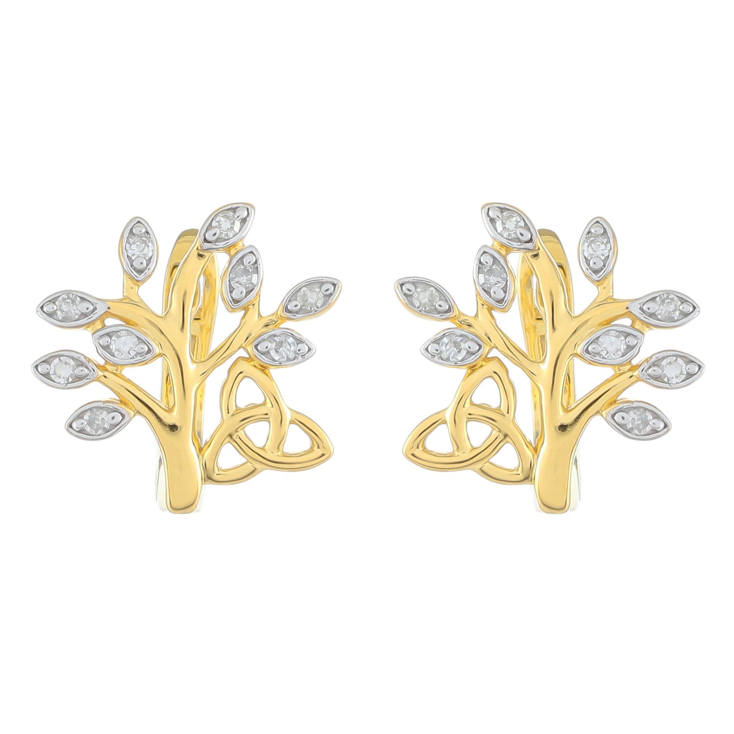 Pendientes de Plata Bañada en Oro con Diamante blanco