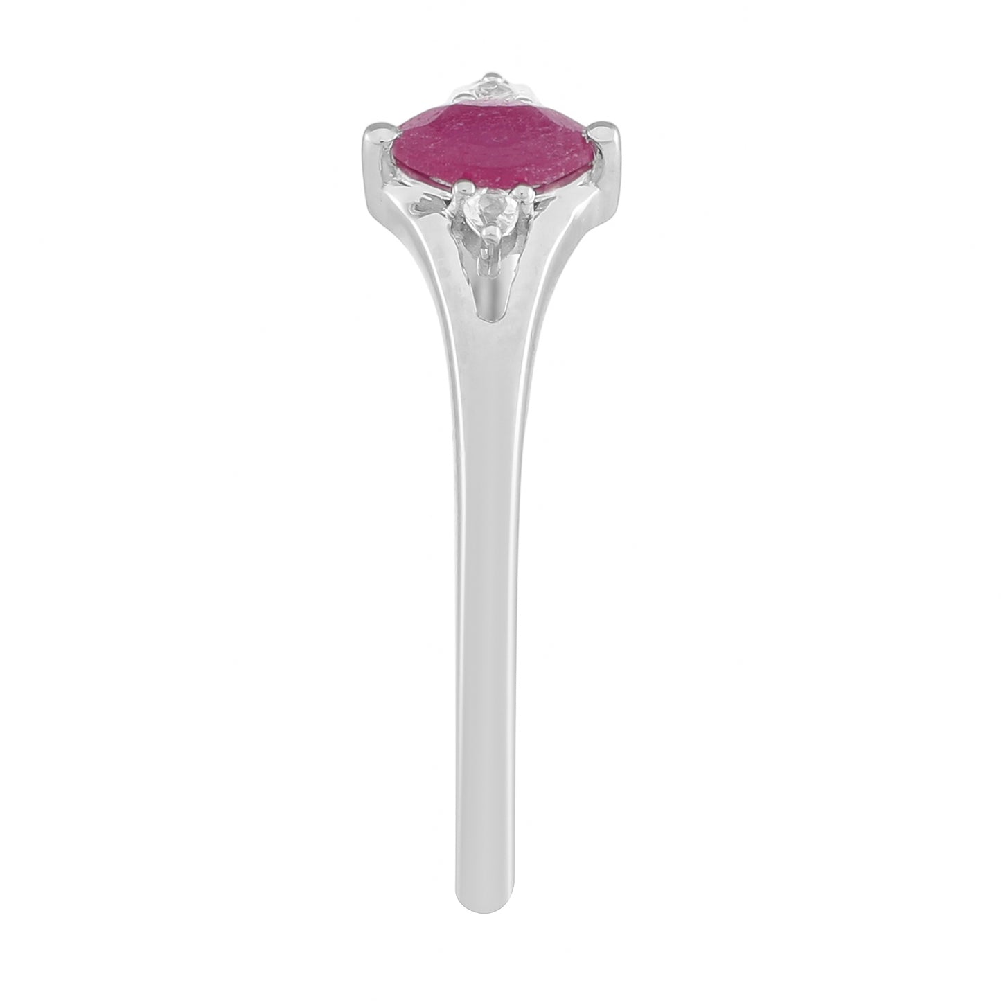 Anillo de Plata con Rubí de Tailandia y Topacio Blanco