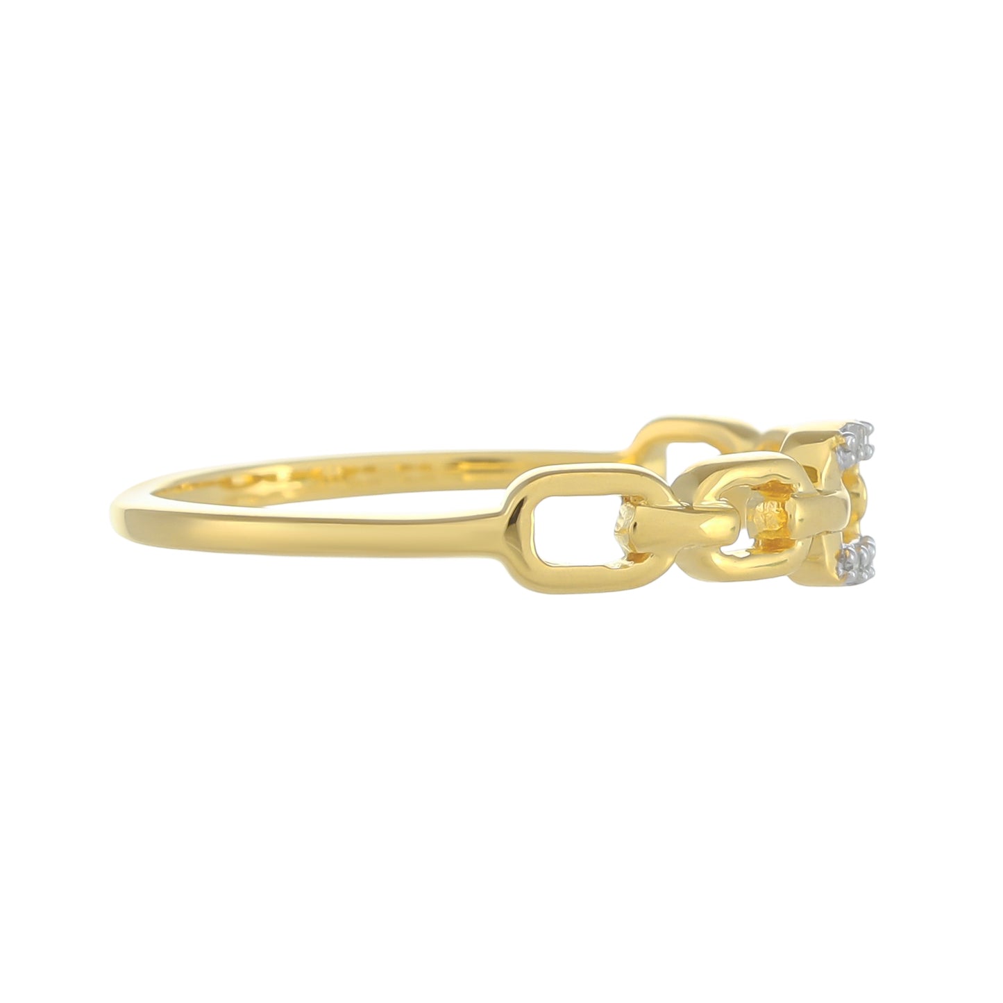 Anillo de Plata Bañada en Oro con Diamante blanco