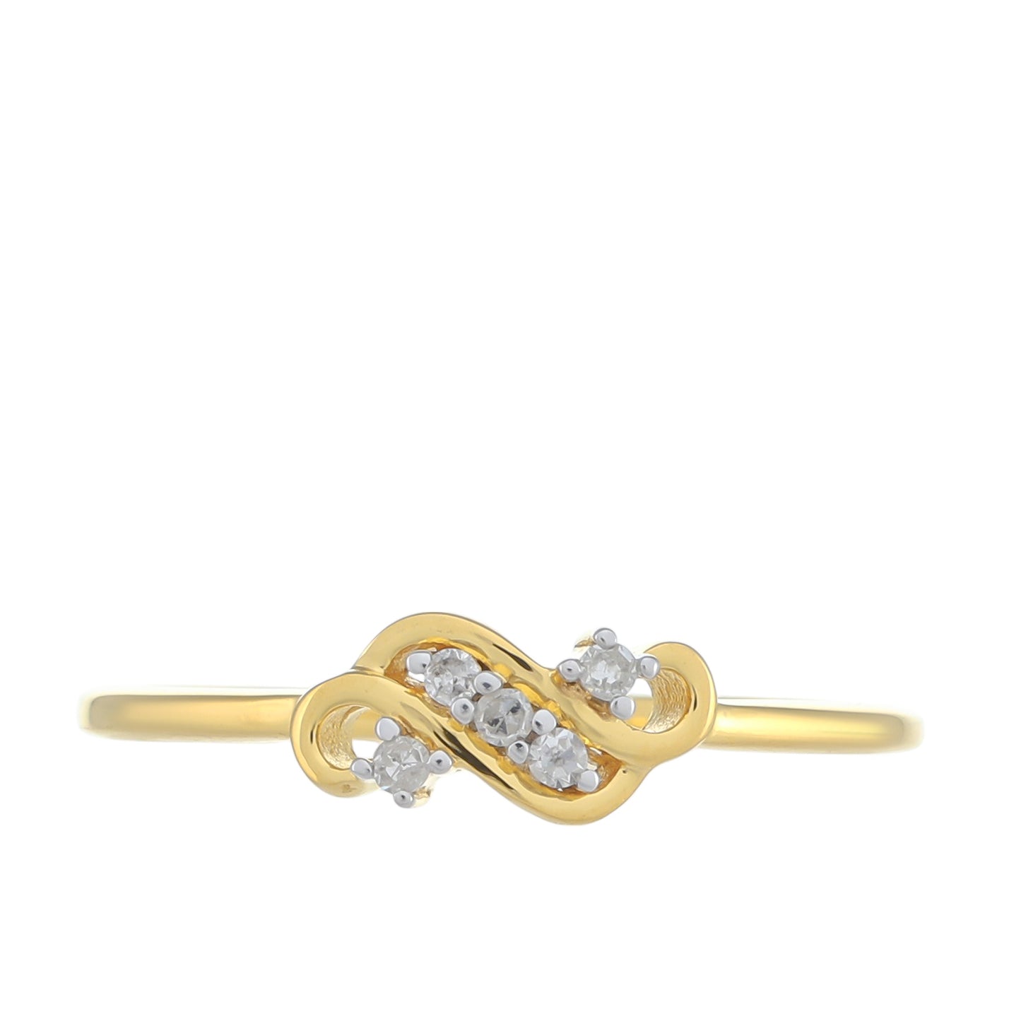 Anillo de Plata Bañada en Oro con Diamante blanco