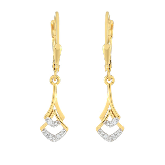 Pendientes de Plata Bañada en Oro con Diamante blanco