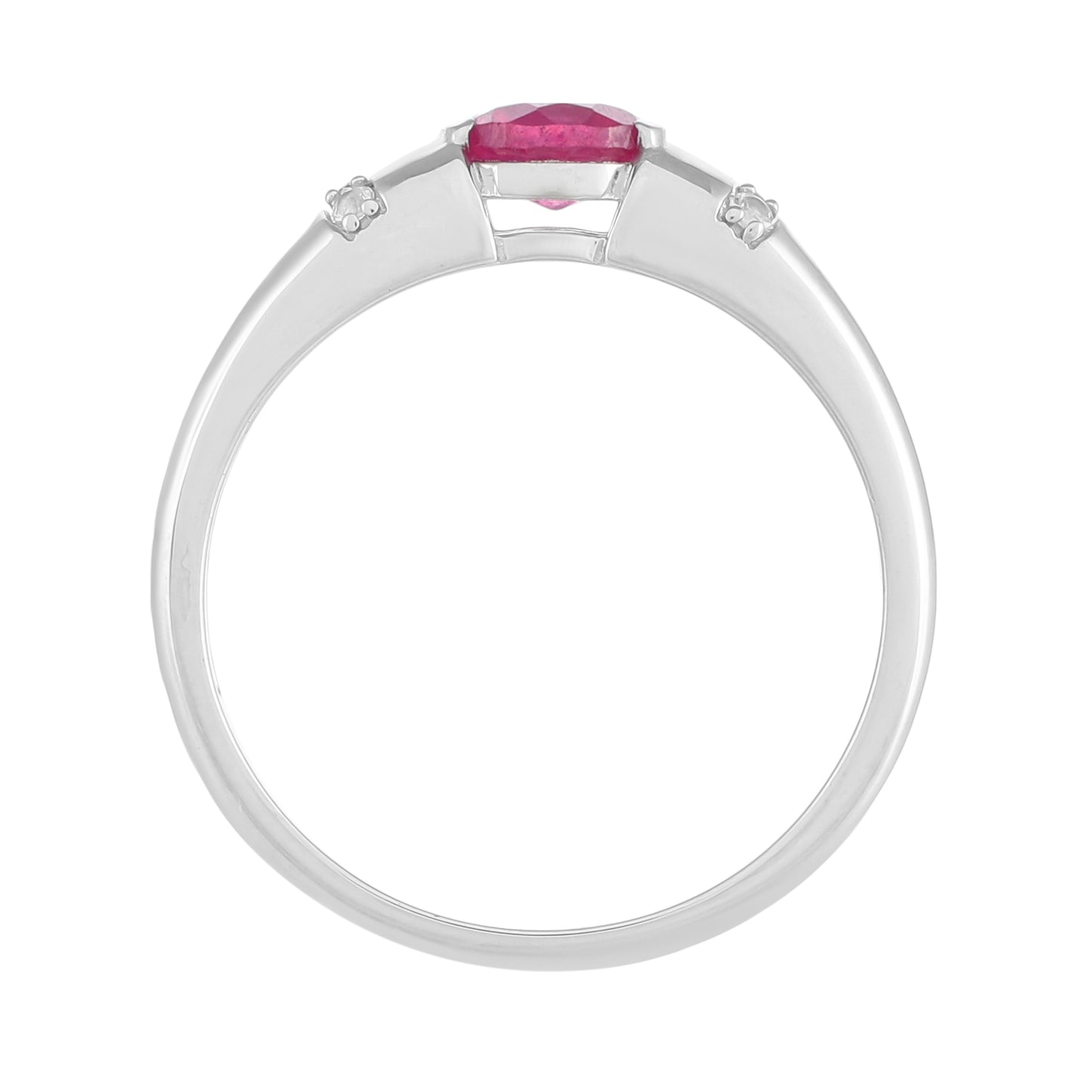 Anillo de Plata con Rubí de Tailandia y Topacio Blanco