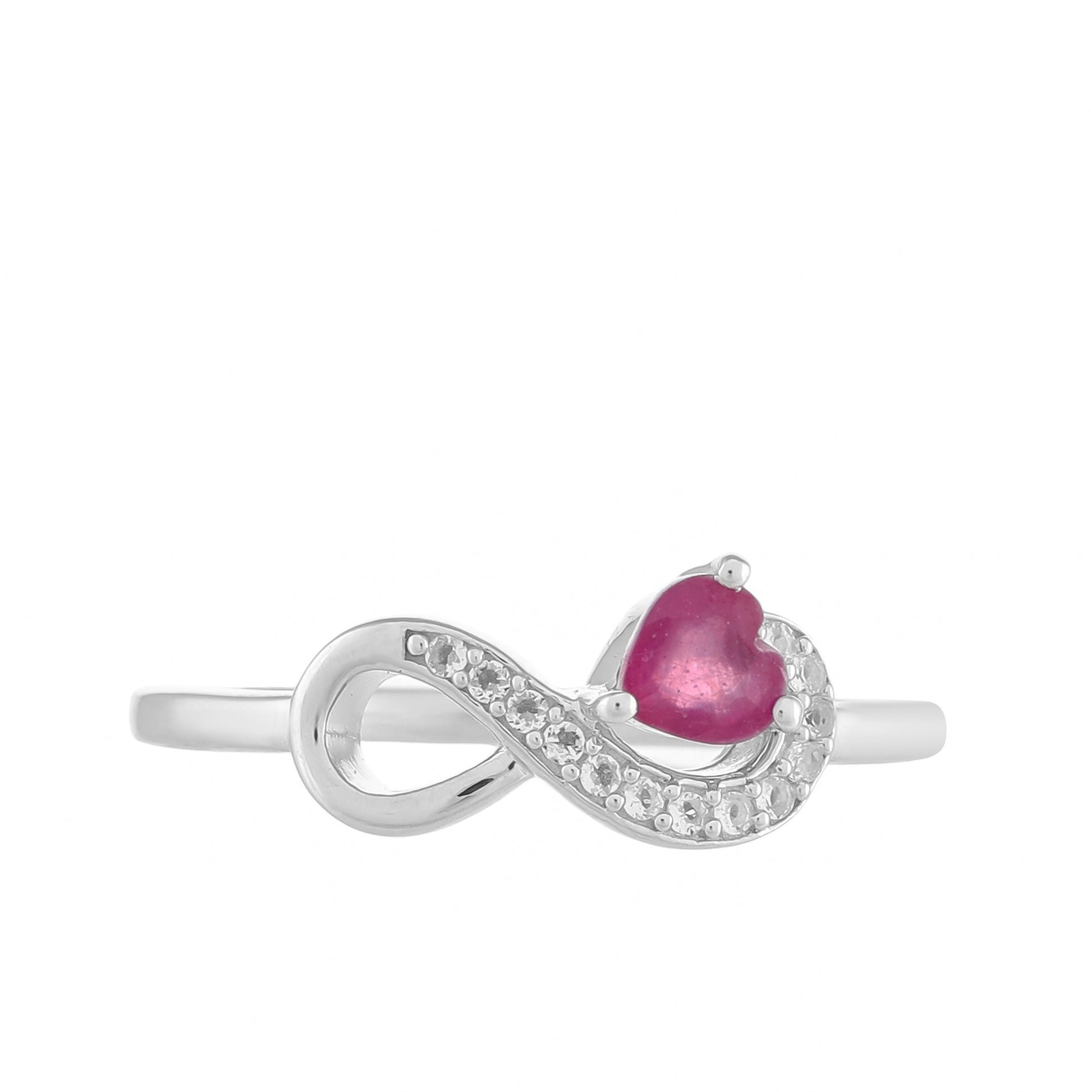 Anillo de Plata con Rubí de Tailandia y Topacio Blanco 1 