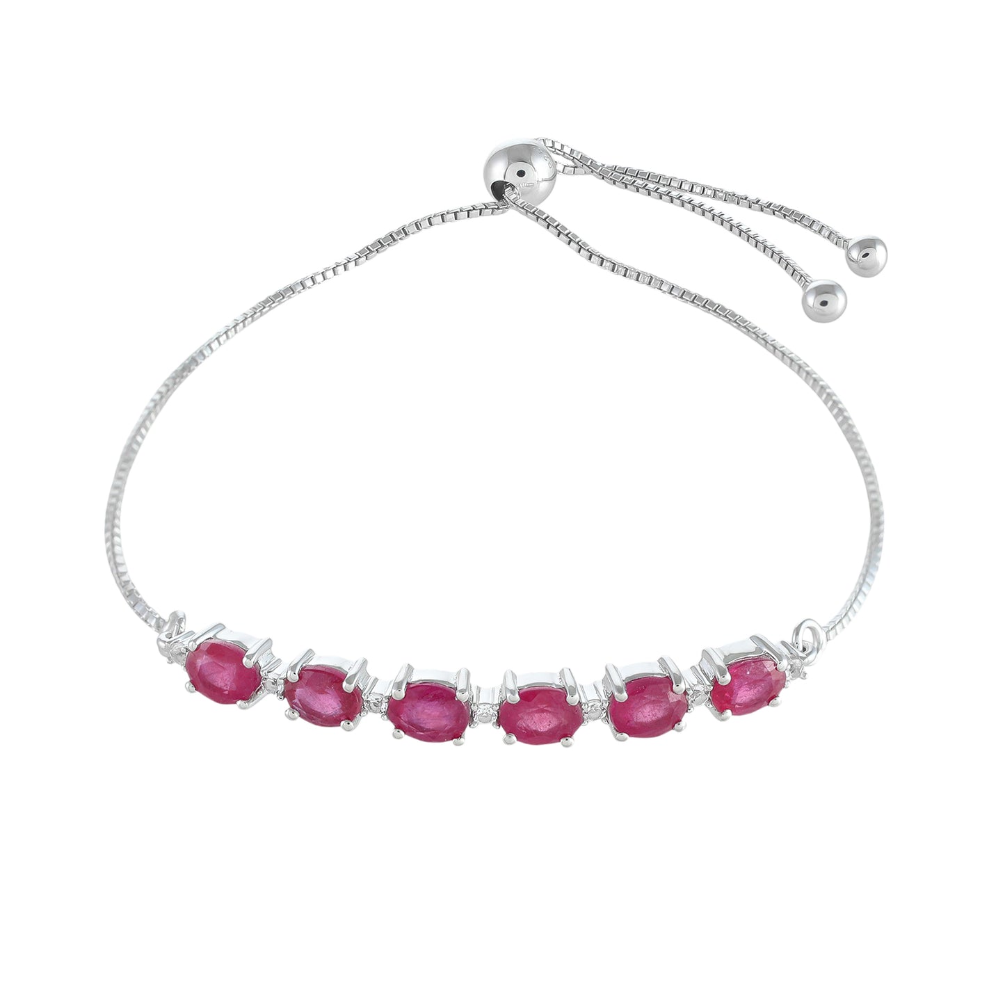 Pulsera de Plata con Rubí de Tailandia y Topacio Blanco