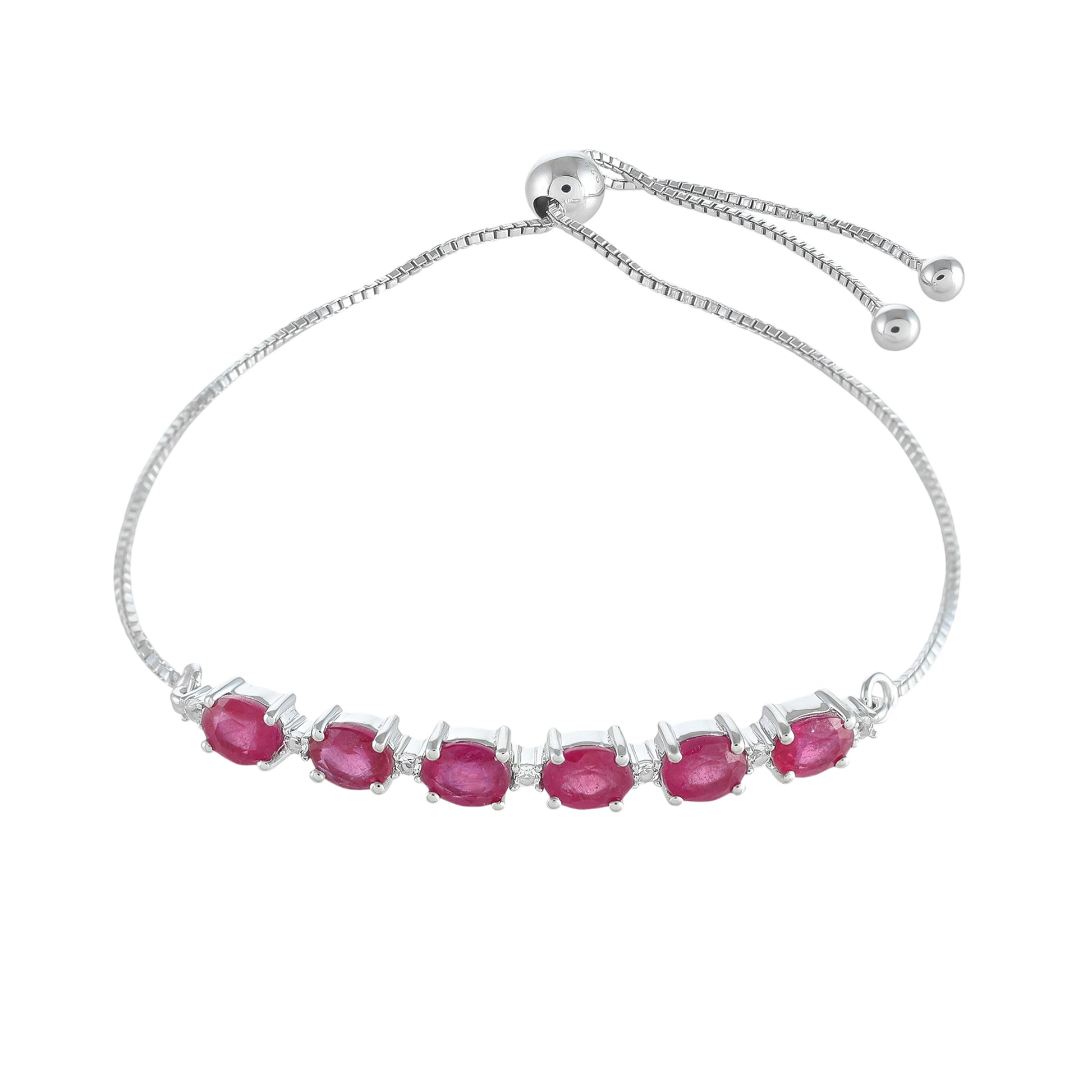 Pulsera de Plata con Rubí de Tailandia y Topacio Blanco 1 