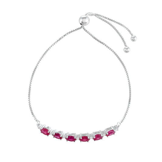 Pulsera de Plata con Rubí de Tailandia y Topacio Blanco