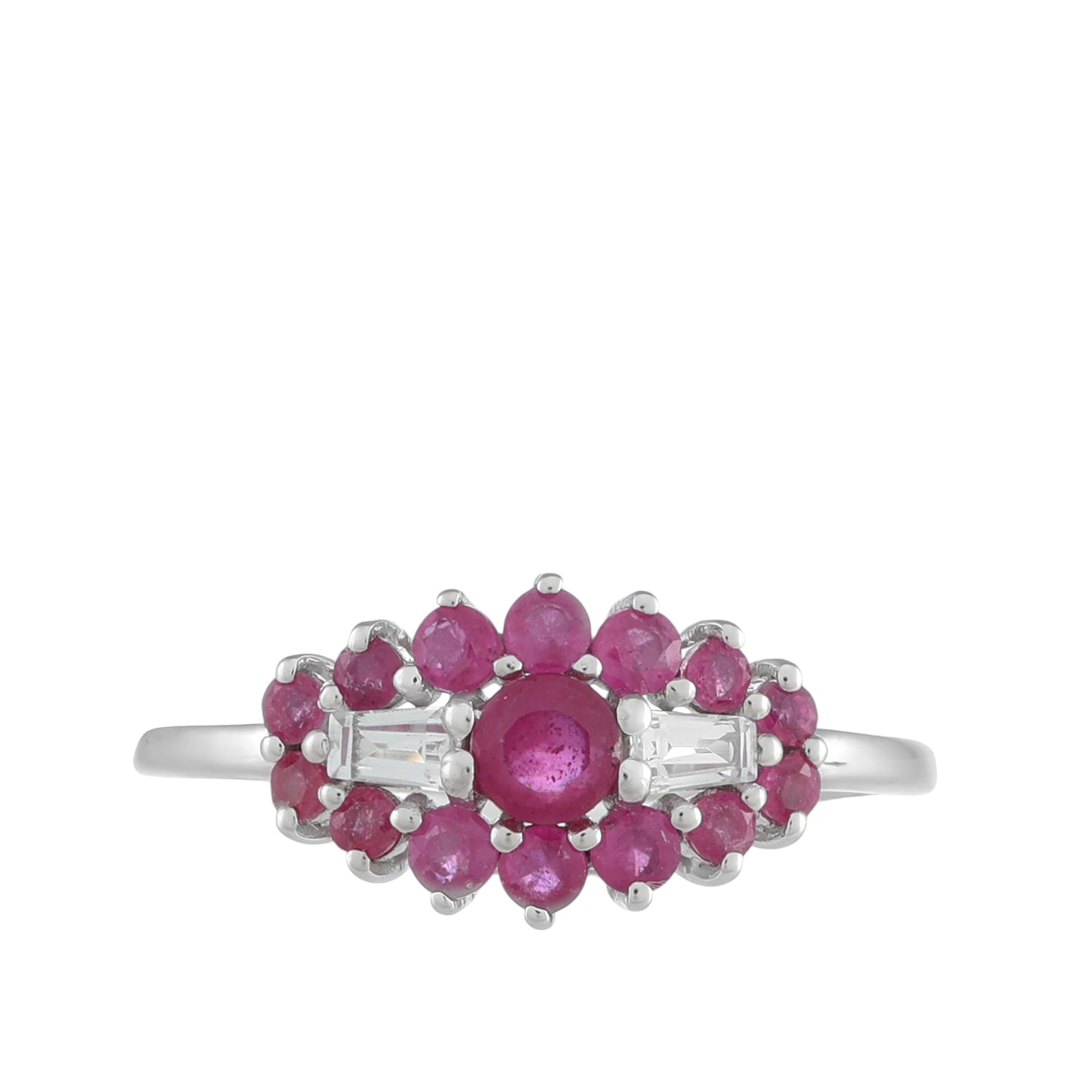 Anillo de Plata con Rubí de Tailandia y Topacio Blanco