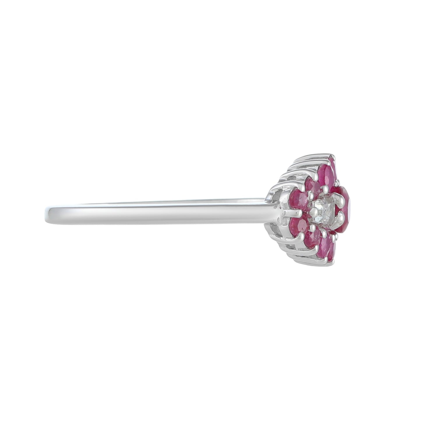 Anillo de Plata con Rubí de Tailandia y Topacio Blanco