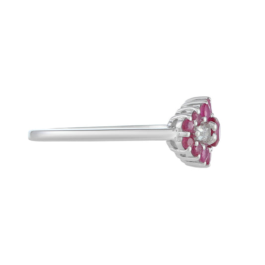 Anillo de Plata con Rubí de Tailandia y Topacio Blanco