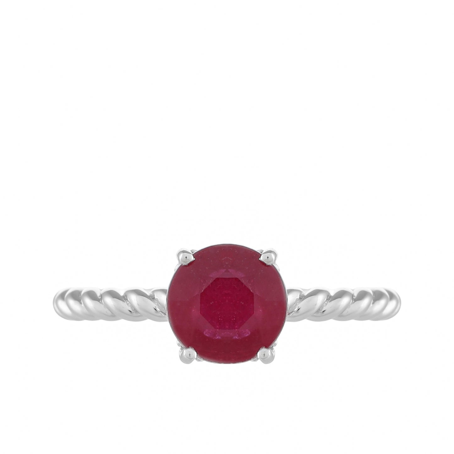 Anillo de Plata con Rubí de Tailandia y Topacio Blanco