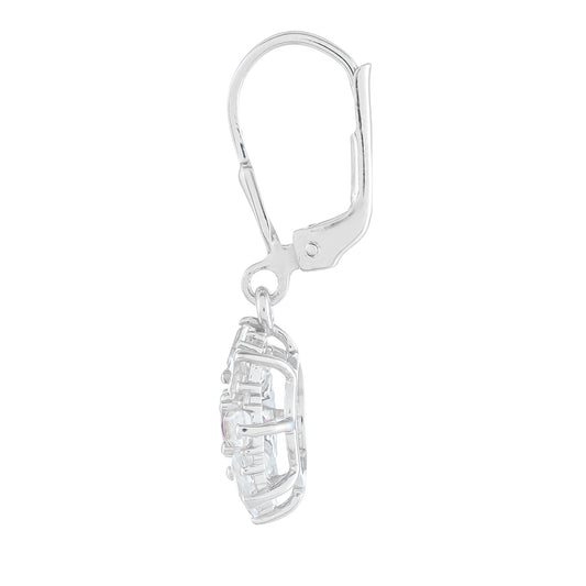 Pendientes de Plata con Rubí de Tailandia y Topacio Blanco