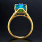 Anillo de Plata Bañada en Oro con Ónix Verde y Diamante blanco