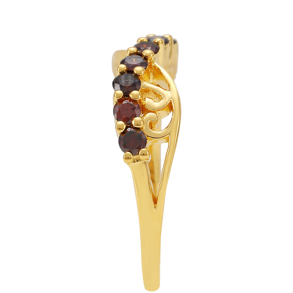 Anillo de Plata Bañada en Oro con Diamante Rojo 3 