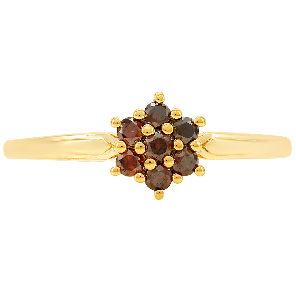 Anillo de Plata Bañada en Oro con Diamante Rojo
