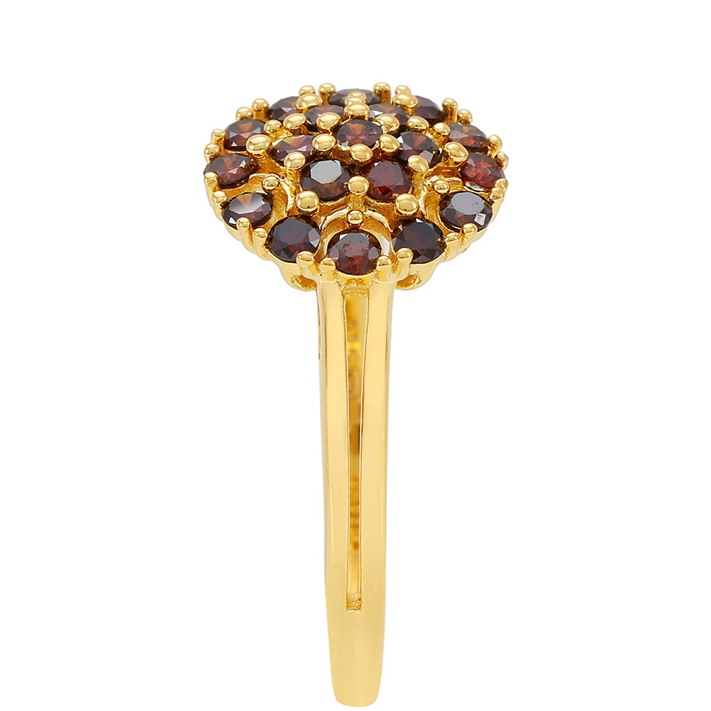 Anillo de Plata Bañada en Oro con Diamante Rojo 3 