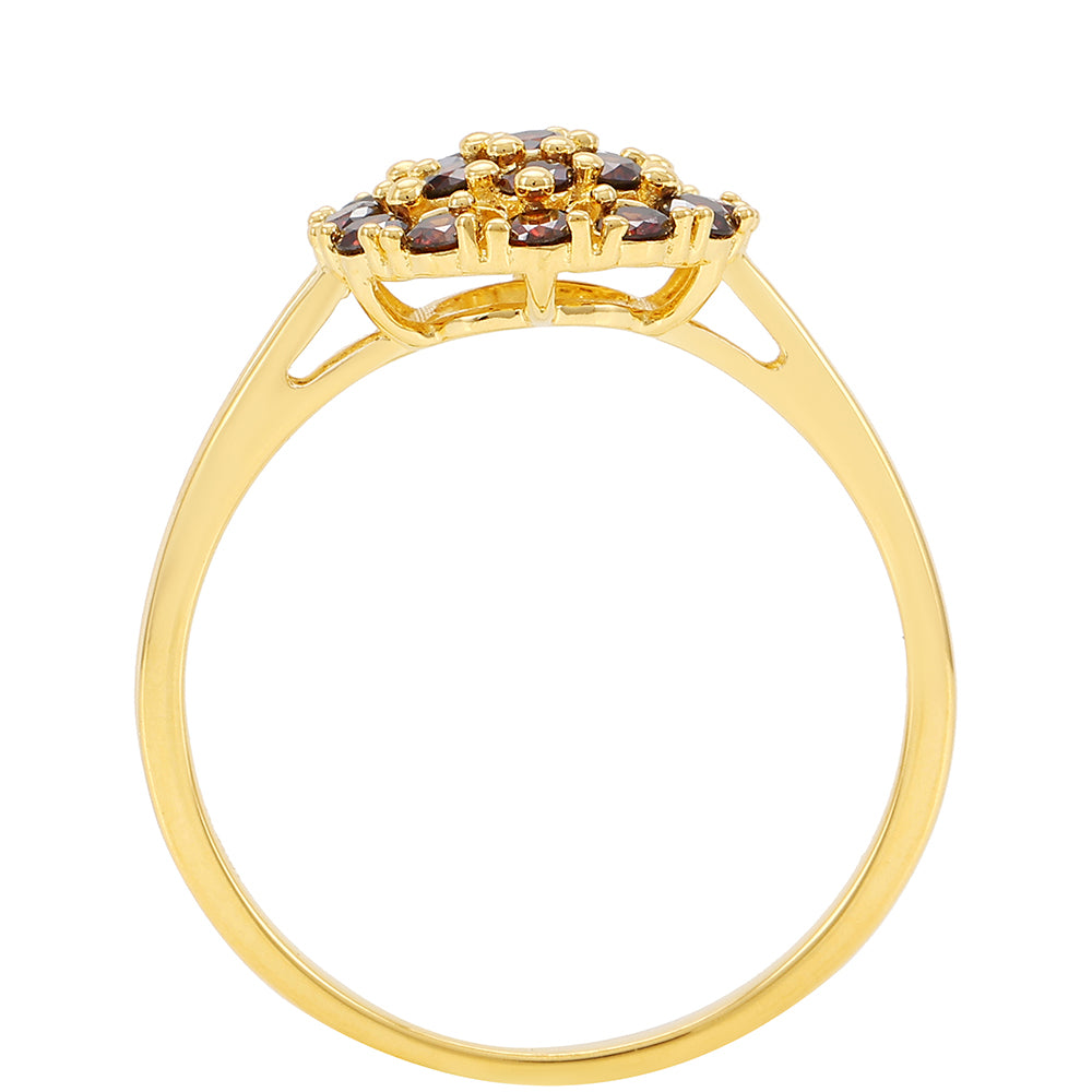 Anillo de Plata Bañada en Oro con Diamante Rojo 4 