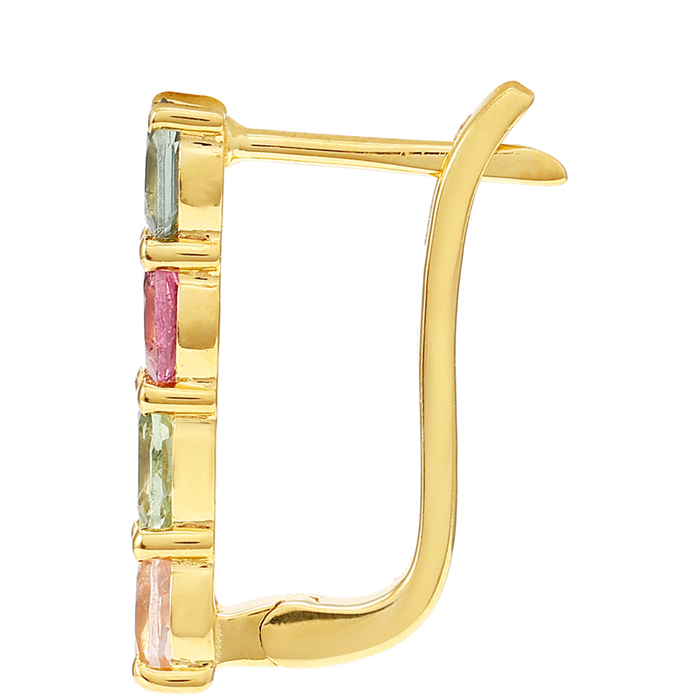 Pendientes de Plata Bañada en Oro con Turmalina Arco Iris Pelmadulla 2 