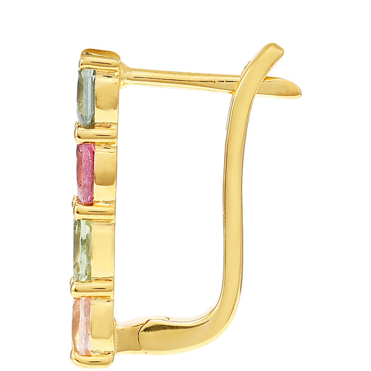 Pendientes de Plata Bañada en Oro con Turmalina Arco Iris Pelmadulla