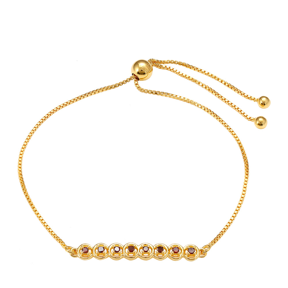 Pulsera de Plata Bañada en Oro con Diamante Rojo
