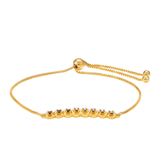 Pulsera de Plata Bañada en Oro con Diamante Rojo