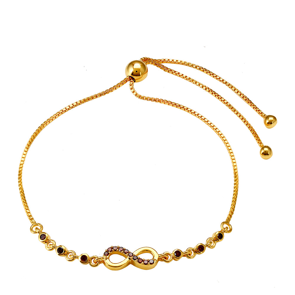 Pulsera de Plata Bañada en Oro con Diamante Rojo 1 