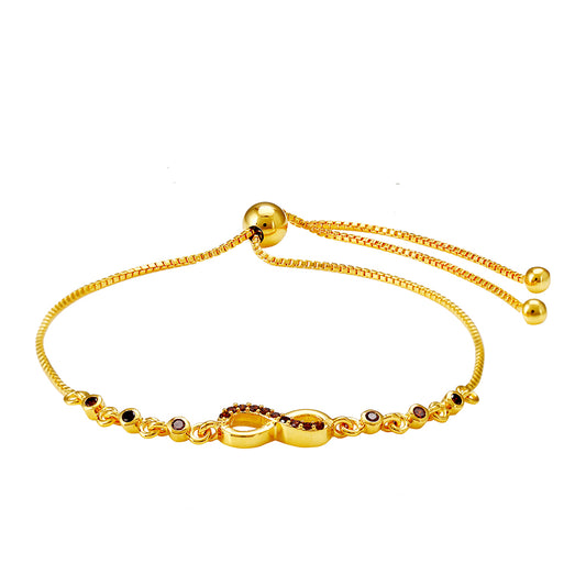 Pulsera de Plata Bañada en Oro con Diamante Rojo