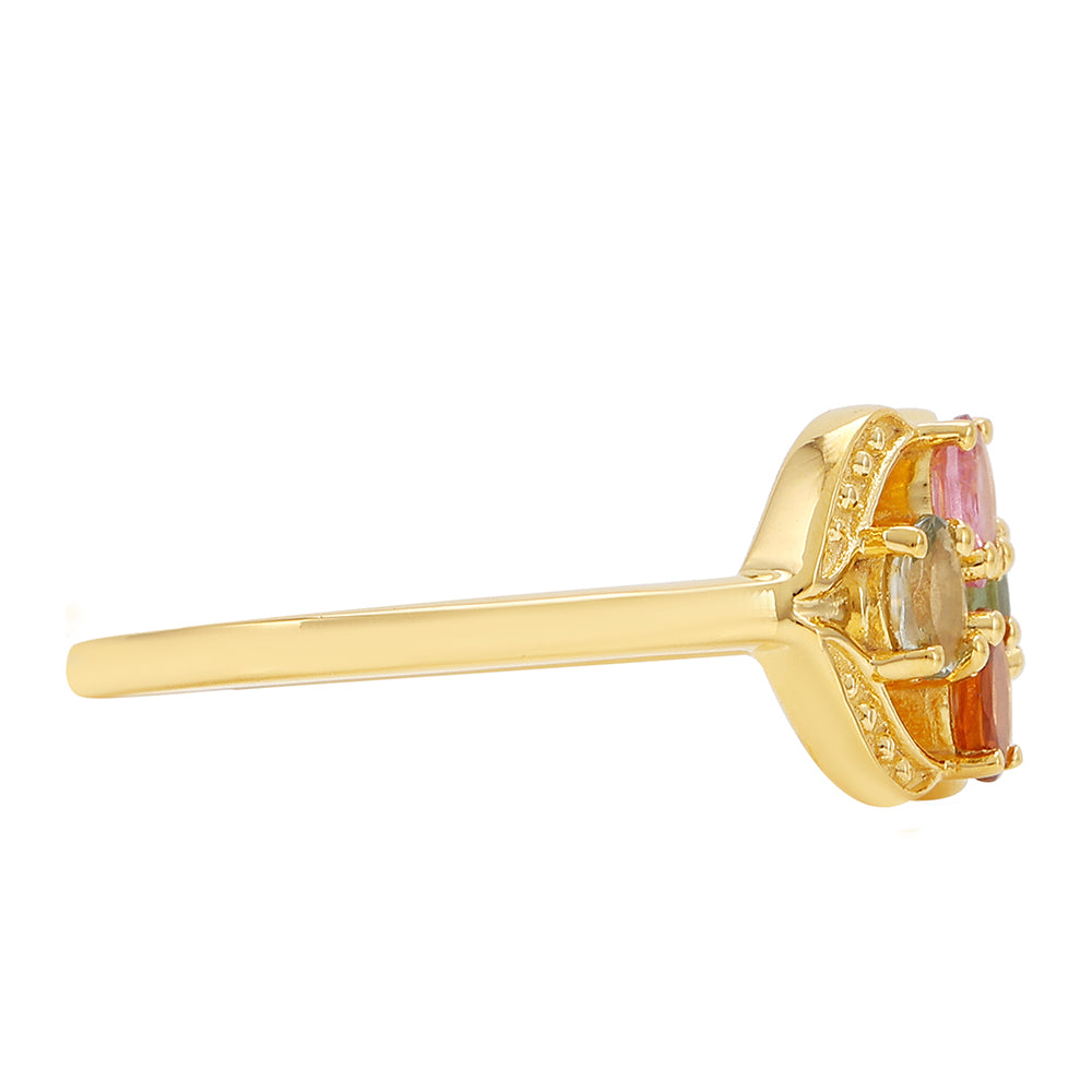 Anillo de Plata Bañada en Oro con Turmalina Arco Iris Pelmadulla 2 