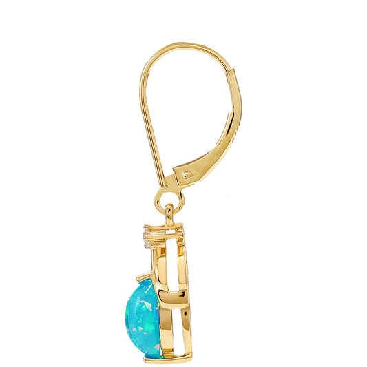 Pendientes de Oro 9K con Ópalo Azul Paraiba de Etiopía y Topacio Blanco