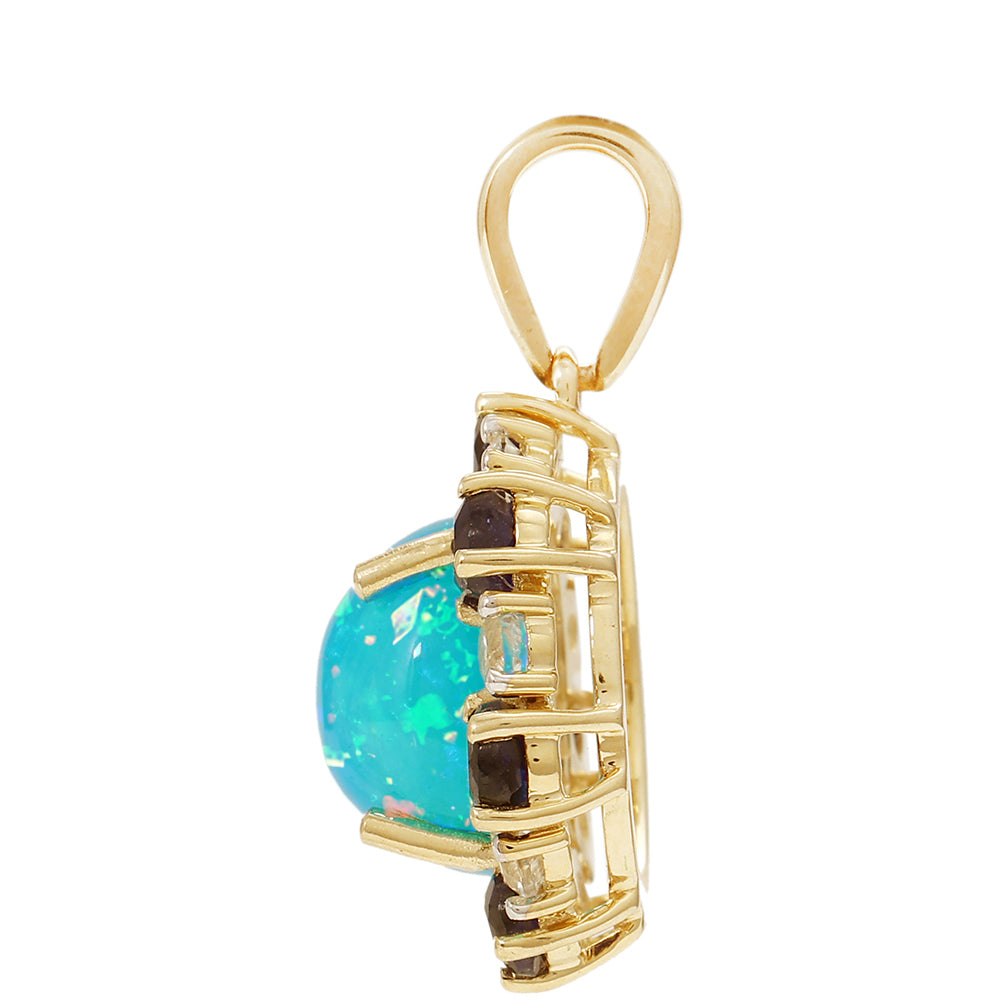 Colgante de Oro 9K con Ópalo Azul Paraiba de Etiopía y Zafiro Azul 2 
