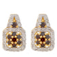 Pendientes de Plata Bañada en Oro con Diamante Rojo y Diamante blanco