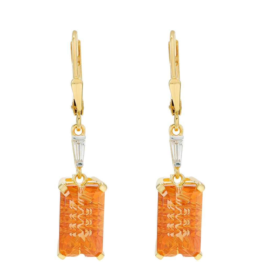 Pendientes de Plata Bañada en Oro con Cuarzo Padparadscha y Zircón natural 1 