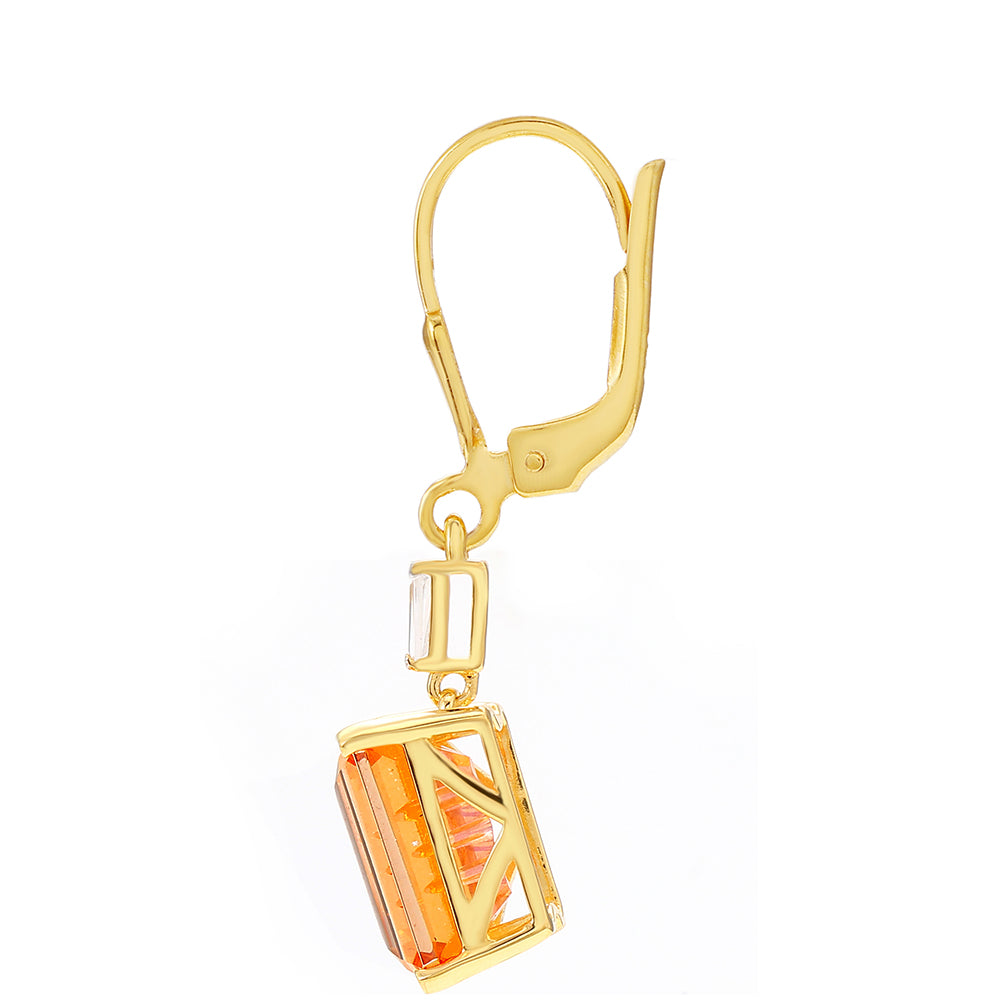 Pendientes de Plata Bañada en Oro con Cuarzo Padparadscha y Zircón natural 2 