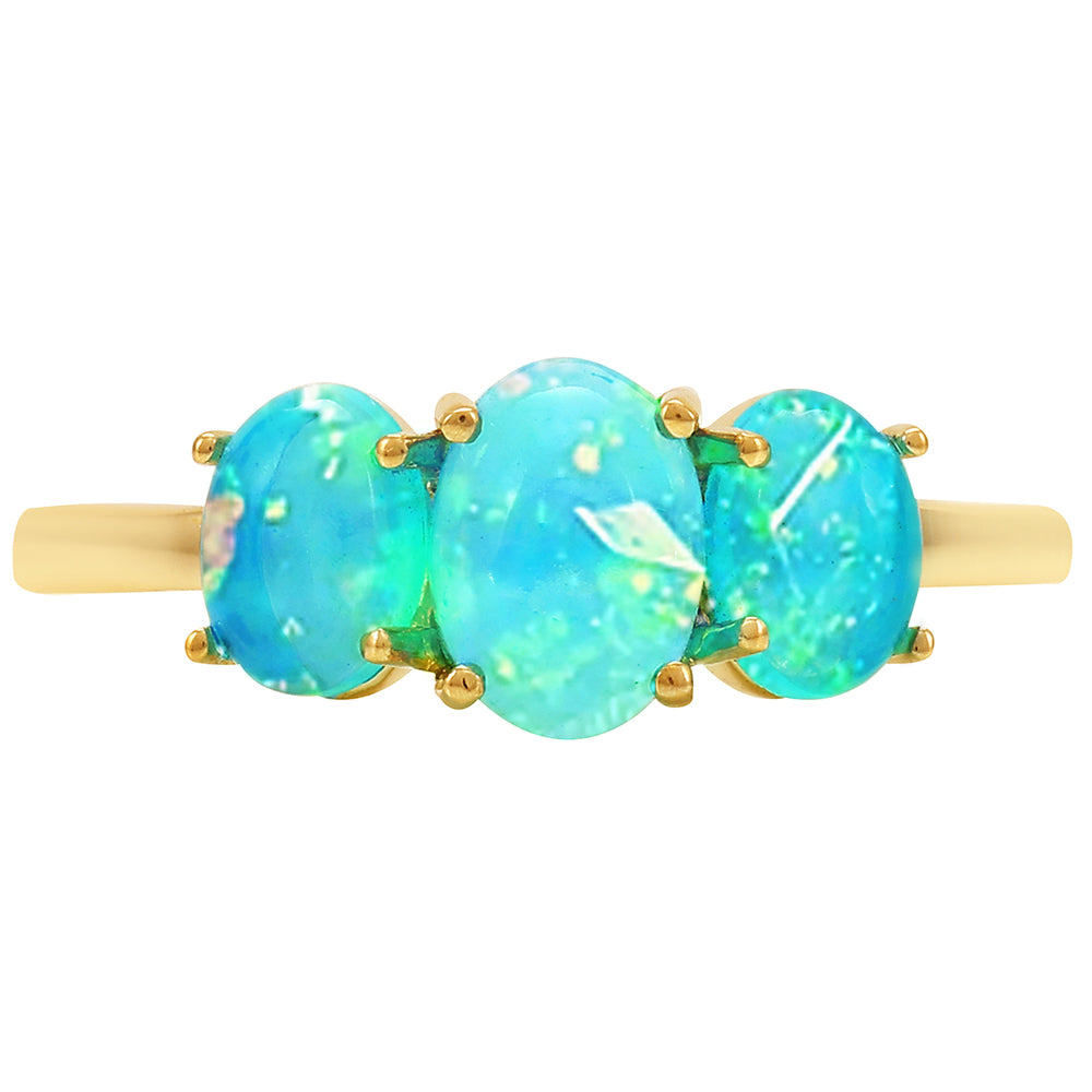 Anillo de Oro 9K con Ópalo Azul Paraiba de Etiopía