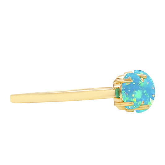 Anillo de Oro 9K con Ópalo Azul Paraiba de Etiopía