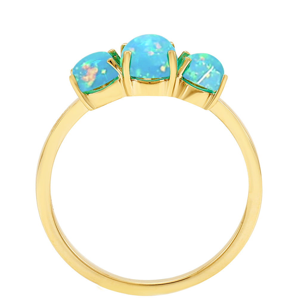 Anillo de Oro 9K con Ópalo Azul Paraiba de Etiopía