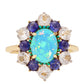 Anillo de Oro 9K con Ópalo Azul Paraiba de Etiopía y Zafiro Azul