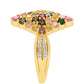 Anillo de Plata Bañada en Oro con Turmalina Arco Iris Pelmadulla y Topacio Blanco