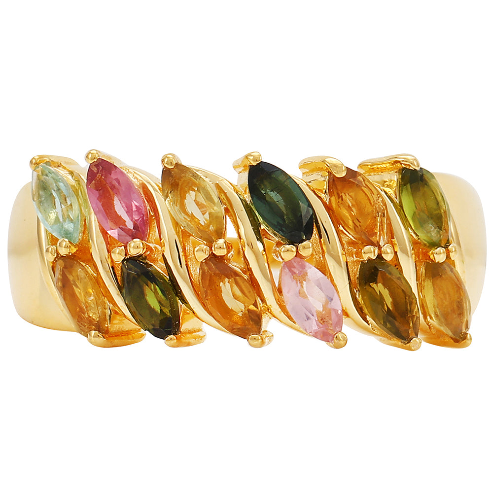 Anillo de Plata Bañada en Oro con Turmalina Arco Iris Pelmadulla 1 