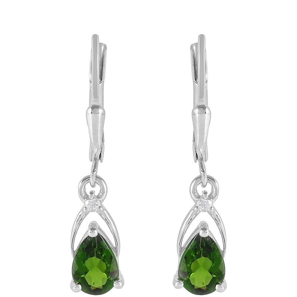 Pendientes de Plata con Diópsido de Cromo y Topacio Blanco 1 