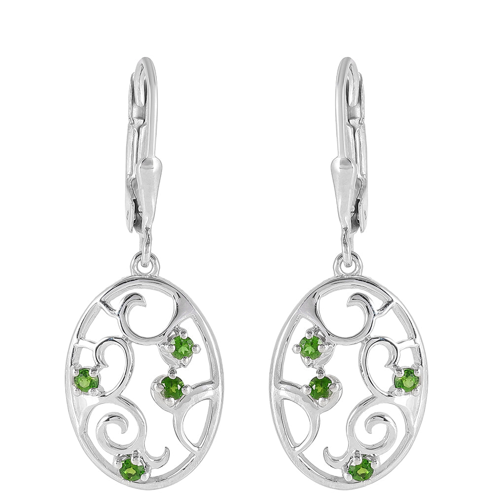 Pendientes de Plata con Diópsido de Cromo