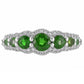 Anillo de Plata con Diópsido de Cromo y Topacio Blanco