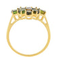 Anillo de Plata Bañada en Oro con Turmalina Verde y Zircón natural