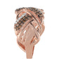 Anillo de Plata Bañada en Oro Rosa con Diamante Champagne y Diamante blanco