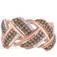 Anillo de Plata Bañada en Oro Rosa con Diamante Champagne y Diamante blanco