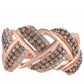Anillo de Plata Bañada en Oro Rosa con Diamante Champagne y Diamante blanco