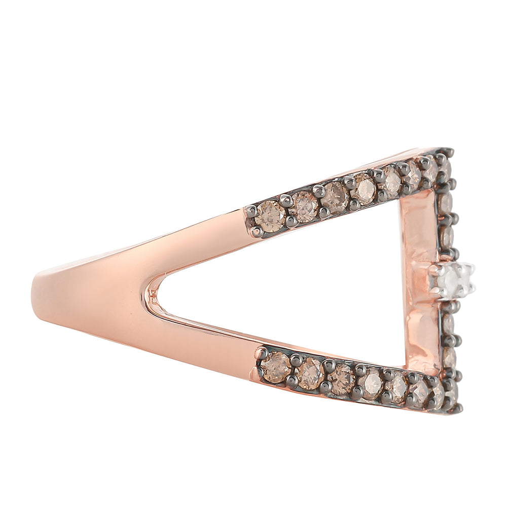 Anillo de Plata Bañada en Oro Rosa con Diamante Champagne y Diamante blanco 6 
