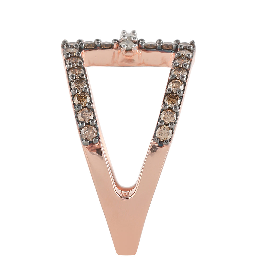 Anillo de Plata Bañada en Oro Rosa con Diamante Champagne y Diamante blanco 3 