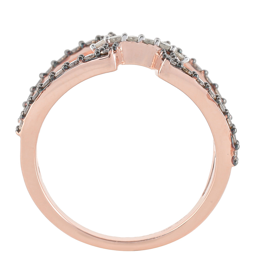 Anillo de Plata Bañada en Oro Rosa con Diamante Champagne y Diamante blanco 4 