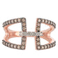 Anillo de Plata Bañada en Oro Rosa con Diamante Champagne y Diamante blanco